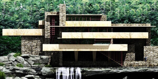 Frank Lloyd Wright: Casa da Cascata (frente)