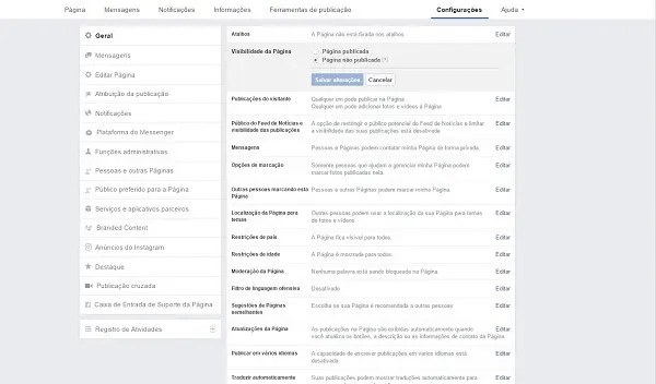 Como criar uma página no Facebook: configuração da página
