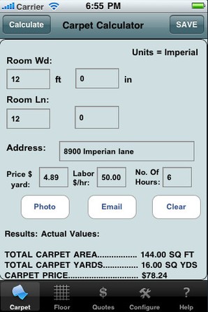 aplicativo para design de interiores Carpet & Floors Calculators