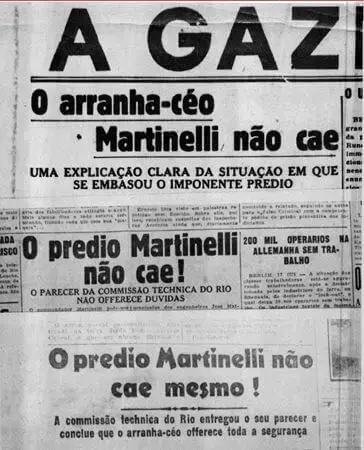 Edifício Martinelli: Jornal A Gazeta (5 de setembro de 1928)