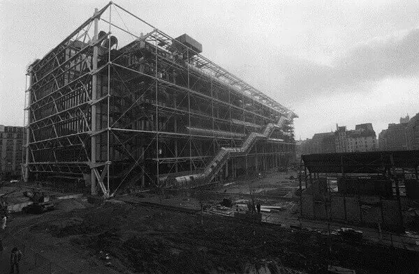 Centro Georges Pompidou: durante a construção