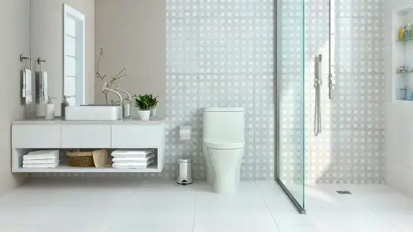 Cerâmica: piso cerâmico no banheiro