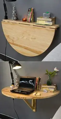 Marcenaria criativa: mesa dobrável com objetos de decoração