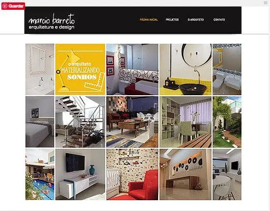 Wix: Exemplo de portfólio de design de interiores (Márcio Barreto arquitetura e design)