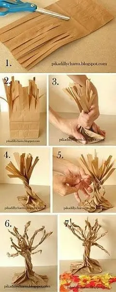 Como fazer árvore para maquete: tronco com saco de papel