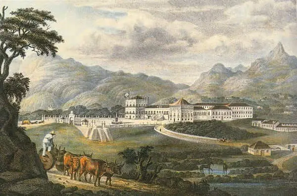 Quinta da Boa Vista em torno de 1840 a 1853 em gravura de Karl Robert Barton von Planitz