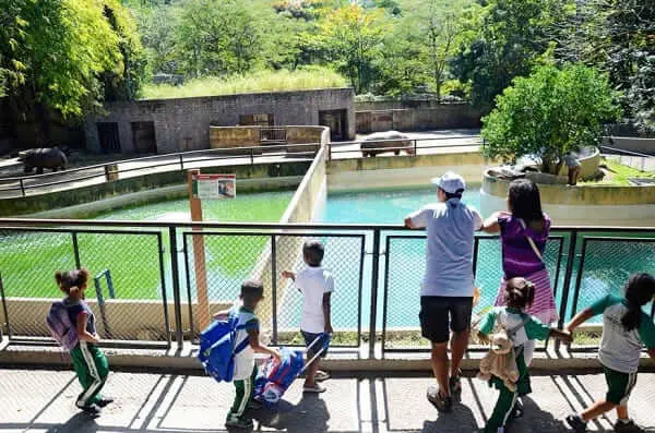 Quinta da Boa Vista: Visitantes observam o hipopótamo no Zoológico da Quinta da Boa Vista