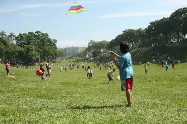 Quinta da Boa Vista: criança empinando pipa no parque (Foto: Veja Rio)