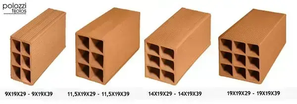 Tipos de ladrillos cerámicos: diferentes tamaños de ladrillos cerámicos.