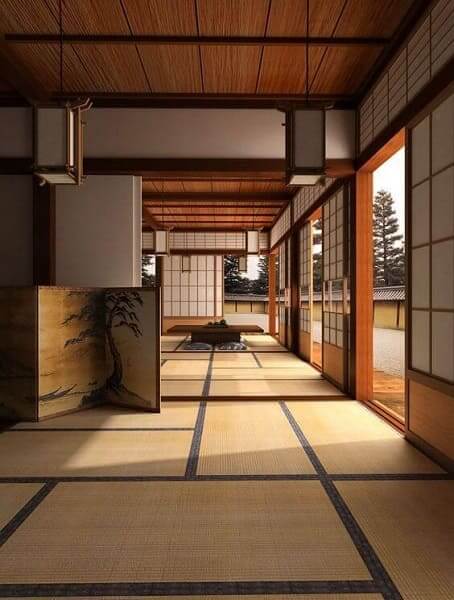 Casa japonesa: tatami na entrada da casa