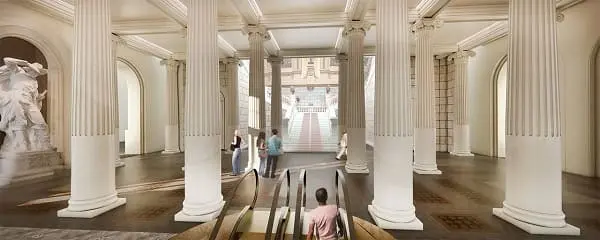 Parque da Independência: projeto 3D do novo hall de entrada com escada rolante (foto: escritório H+F Arquiteto)