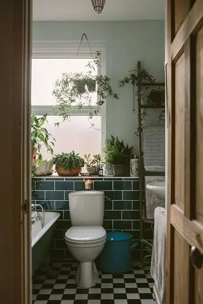 Neo Mint banheiro com plantas deixa o ambiente ainda mais aconchegante (foto: Pinterest)