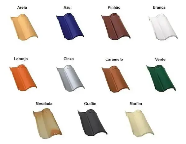 Telha esmaltada de diversas cores (foto: portal construção fácil)