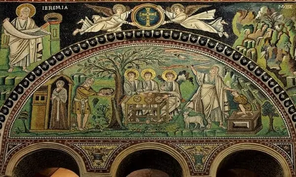 Mosaico bizantino: Sacrifício de Isaac, mosaico do século VI