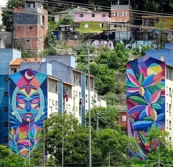 Arte urbana: intervenção artística feita pela artista Mari Pavanelli na comunidade do Real Parque