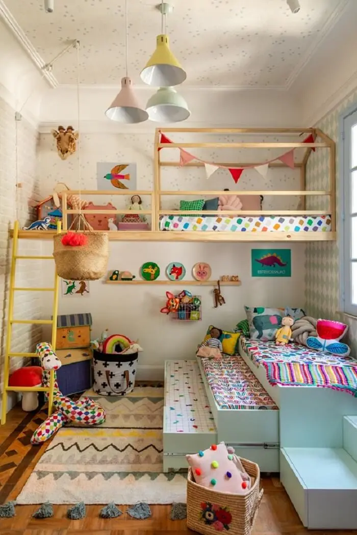 A cama multifuncional do tipo tricama é perfeita para o quarto infantil. Fonte: Mooui