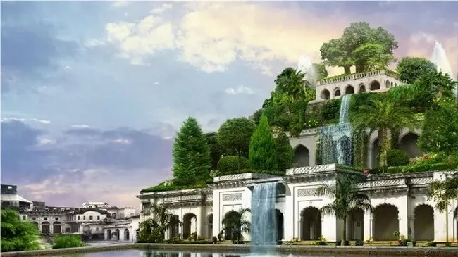 Design biofílico: Ilustração que retrata os famosos Jardins Suspensos da Babilônia. Fonte: UOL