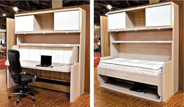 Camas multifuncionais para apartamentos pequenos: cama de solteiro que se transforma em cama (foto: Gazeta do Povo)