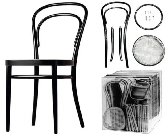 A cadeira thonet 14, com apenas 06 peças revolucionário mercado mobiliário. Fonte: Pinterest