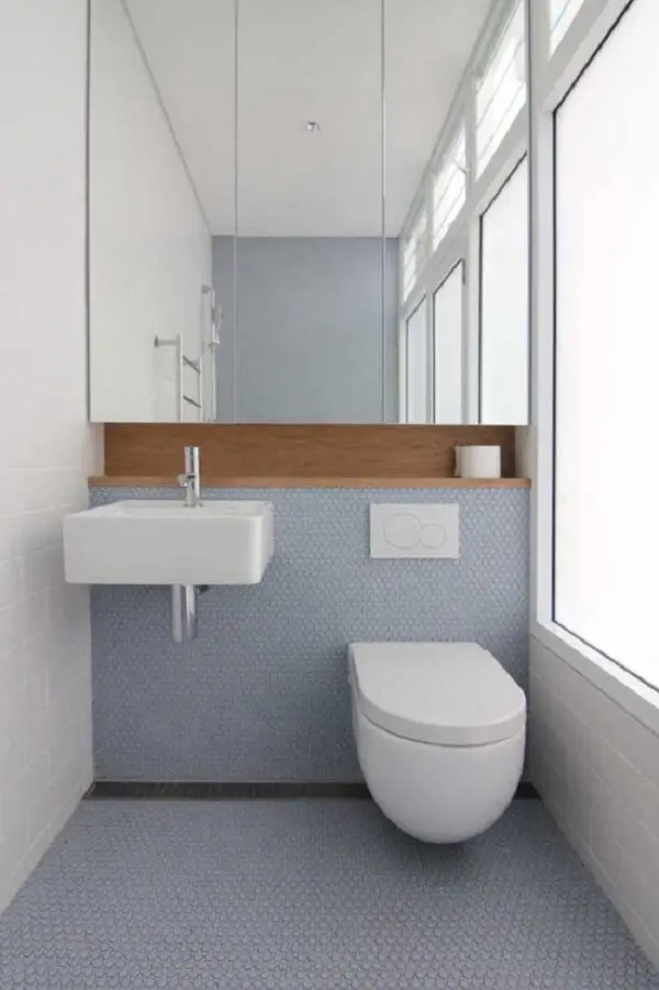 A cuba suspensa é perfeita para banheiros pequenos. Fonte: Decor Fácil