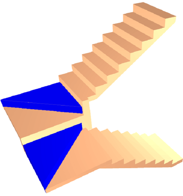 Exemplo de escada em leque corte. Fonte: QiSuporte