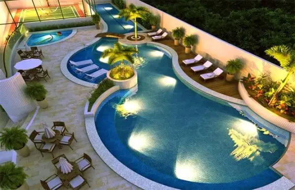 Iluminação de piscina: piscina com refletores fixos (foto: Palácio das Lâmpadas)