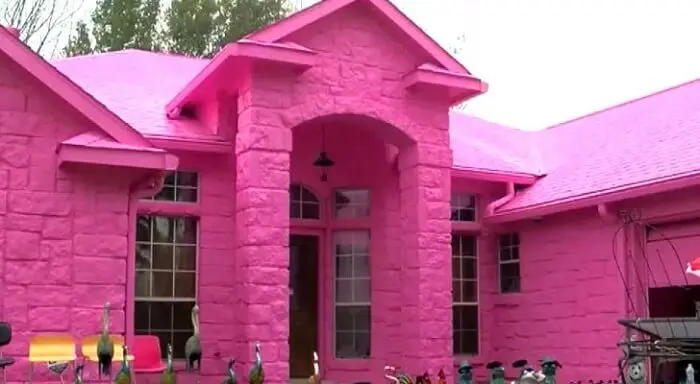 Crie um projeto ousado fazendo uso da tinta para telhado rosa. Fonte: Olha que Vídeo