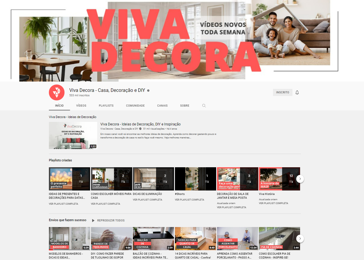 Viva Decora Canal no YouTube