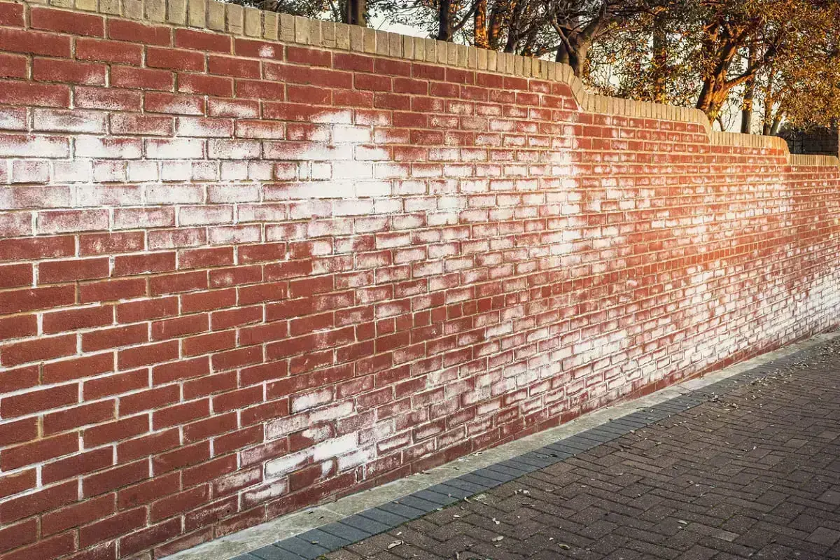 eflorescência em muro de tijolinhos foto iStock