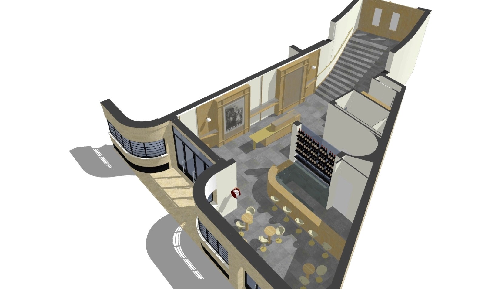 Modelo do SketchUp do cinema Le Studio Raspail. Imagem de cortesia da Clé Millet