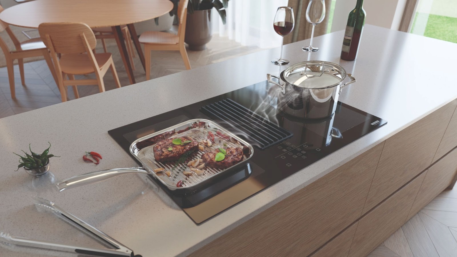 Cooktop por indução com coifa integrada DUO é opção discreta